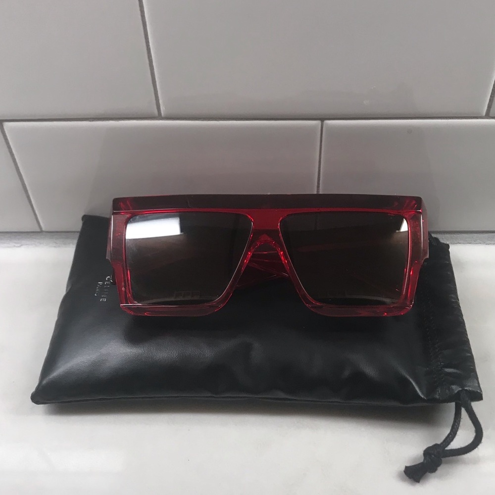 Authentic Celine Red D-Frame Sunglasses